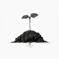 Soil Stewards Seedling tier - pen-and-ink seedling sprouting from a mound of living soil